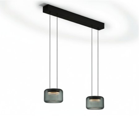 Sofort lieferbar - GKS Knapstein SIDRA-2 LED-Pendelleuchte | Schwarz Matt | 2-flammig | Smoke Glas | 51.528.07-1